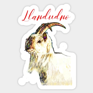 LLANDUDNO GREAT ORME GOAT RED Sticker